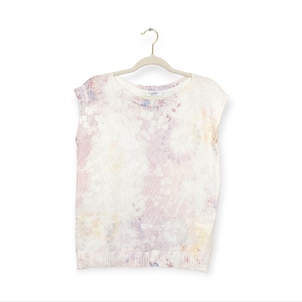 Luisa Ricci Purple Rose Pastel Cap Sleeve Knit Sweater Top